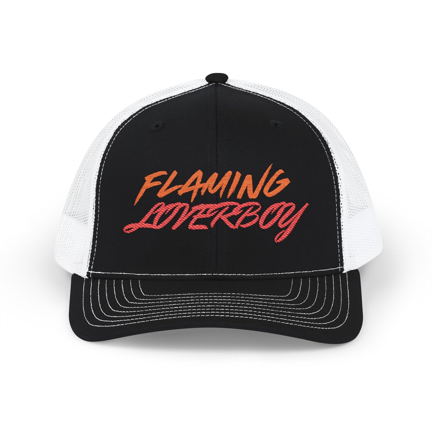 Embroidered Flaming Loverboy snapback trucker hat