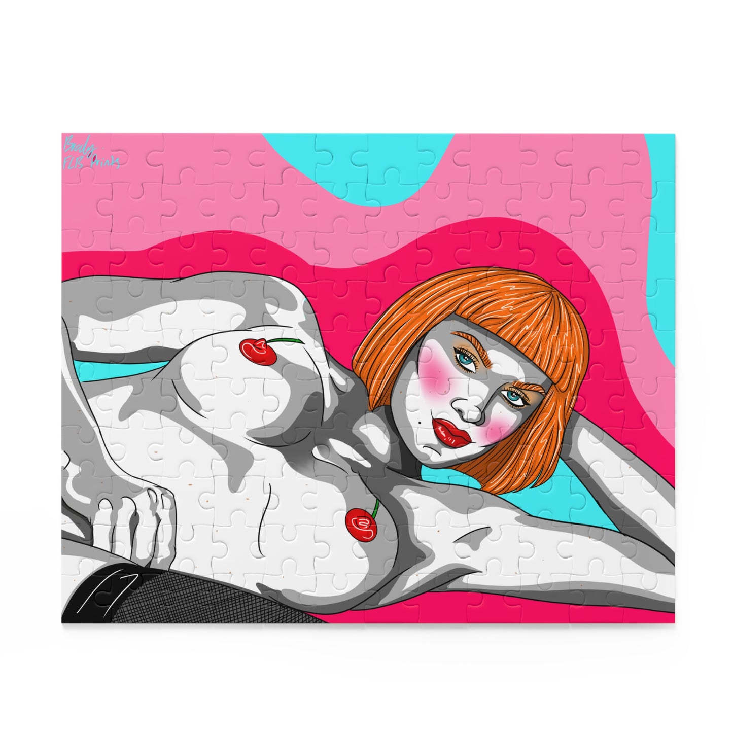 Puzzle: Pulp Fiction Inspired Ginger Woman Retro Patrick Nagel Look