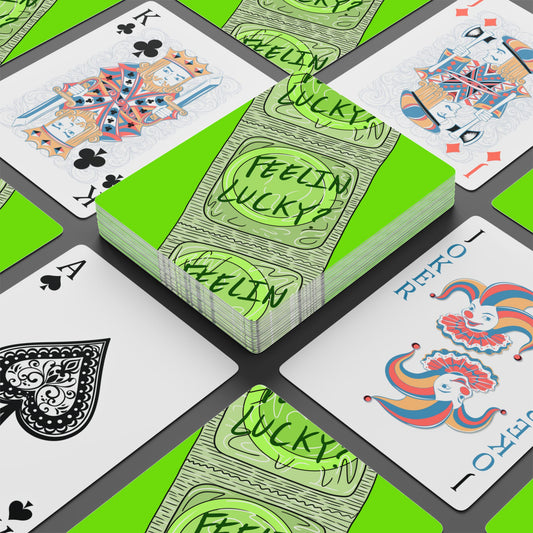 Feelin' Lucky Poker Playing Cards — Neon Green Novelty Deck