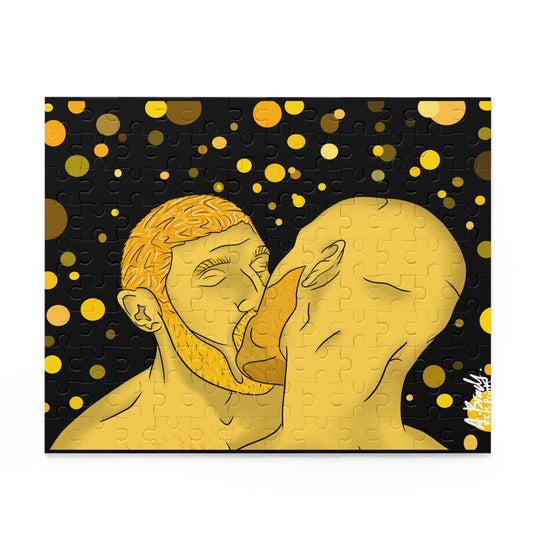 Puzzle Wall Art - Golden Kiss Men Kissing