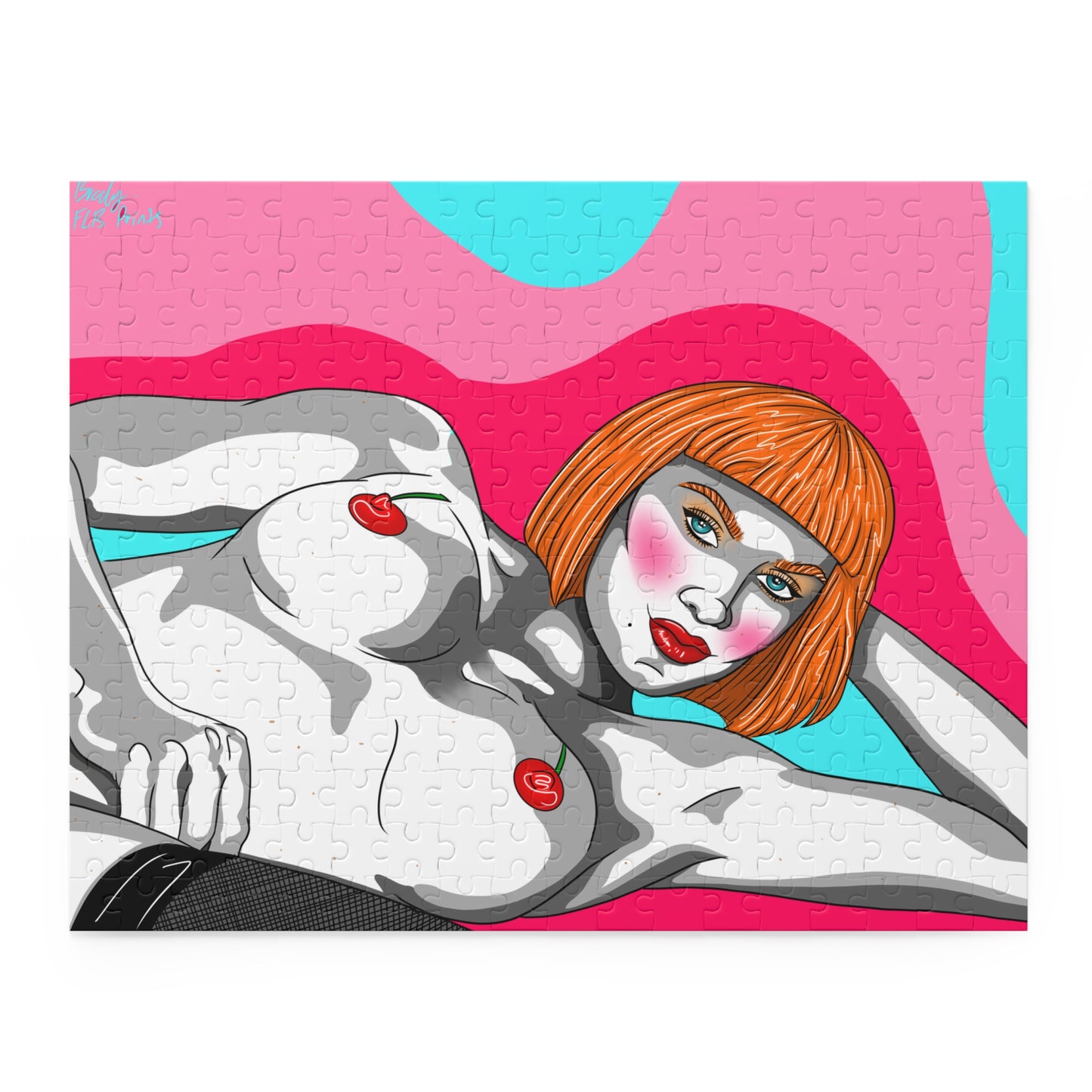 Puzzle: Pulp Fiction Inspired Ginger Woman Retro Patrick Nagel Look