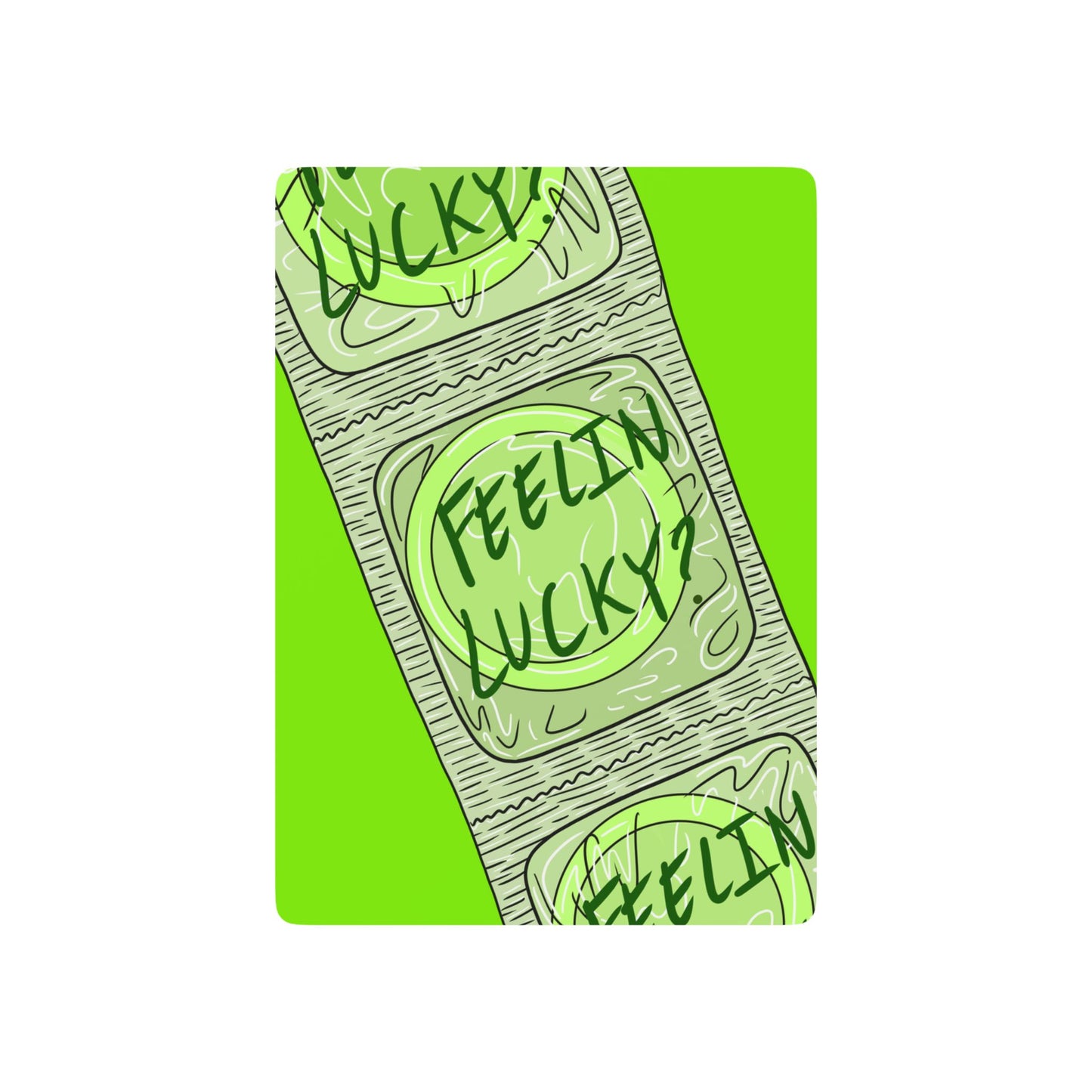 Feelin' Lucky Poker Playing Cards — Neon Green Novelty Deck