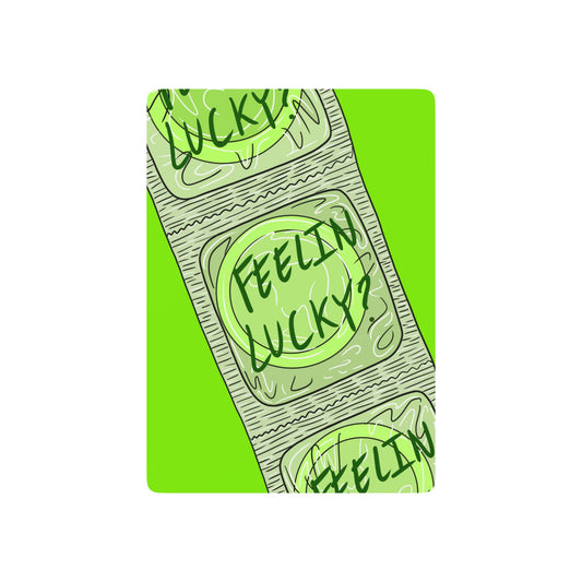 Feelin' Lucky Poker Playing Cards — Neon Green Novelty Deck