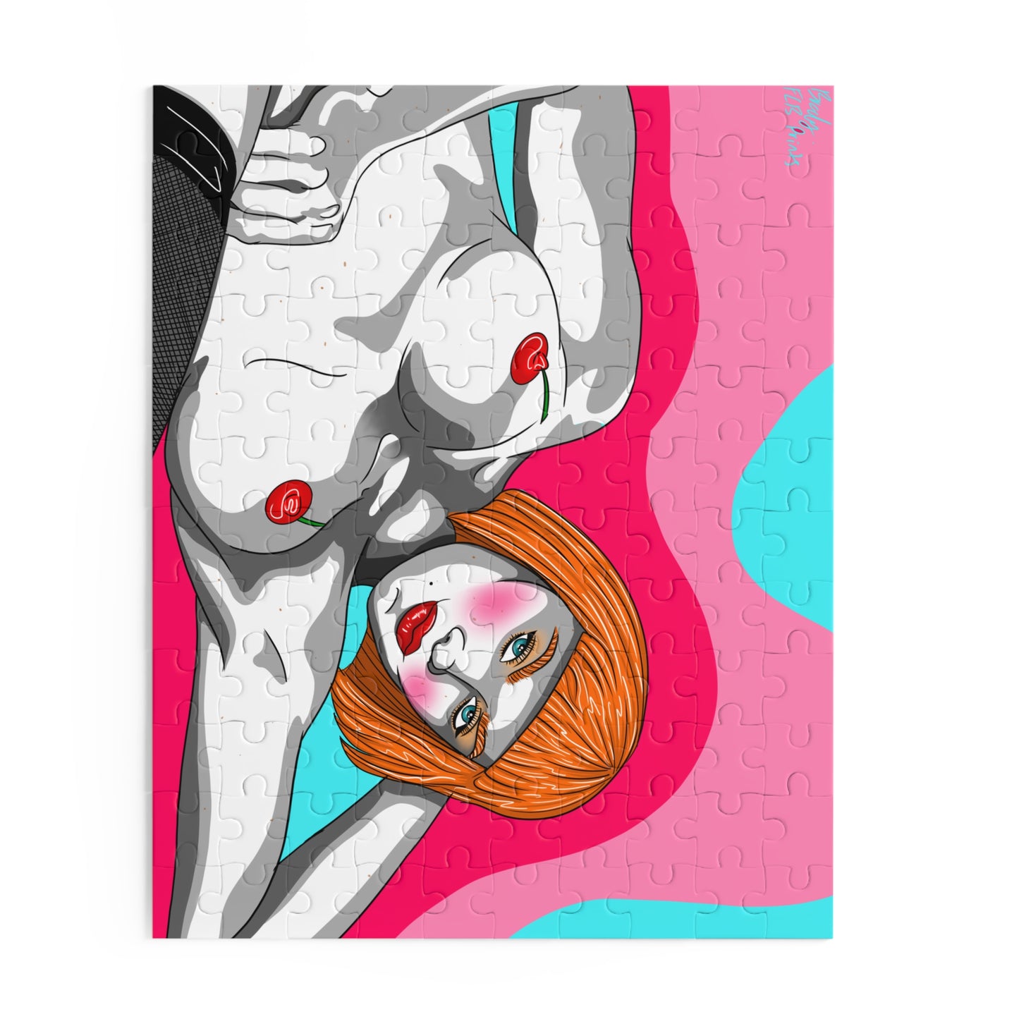 Puzzle: Pulp Fiction Inspired Ginger Woman Retro Patrick Nagel Look