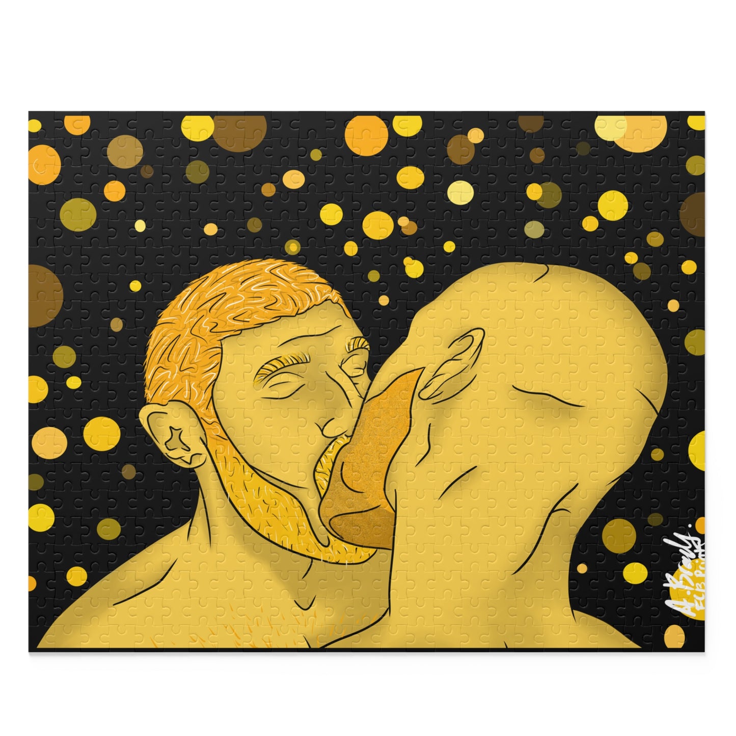 Puzzle Wall Art - Golden Kiss Men Kissing