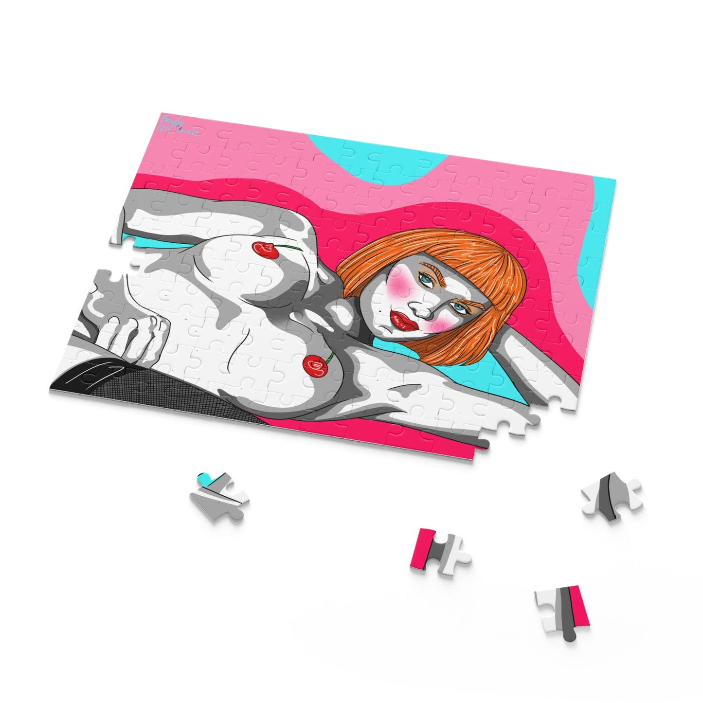 Puzzle: Pulp Fiction Inspired Ginger Woman Retro Patrick Nagel Look