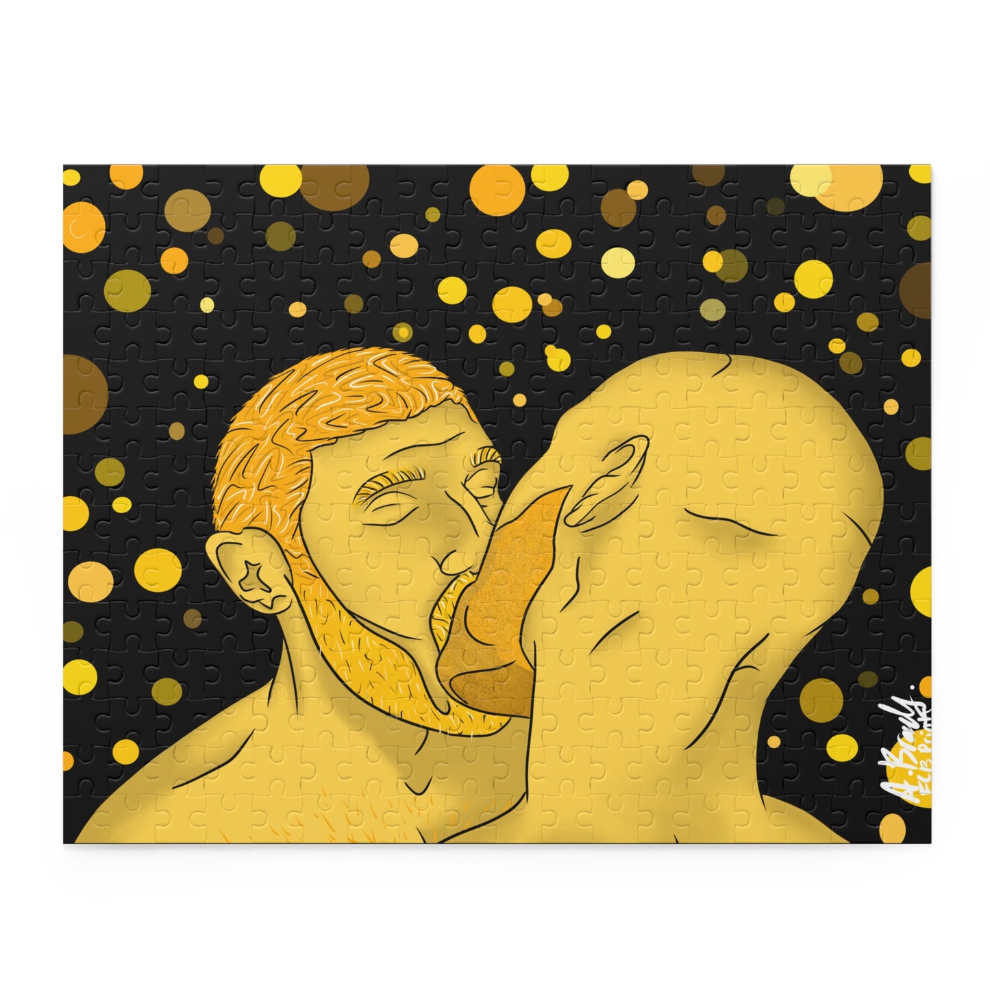 Puzzle Wall Art - Golden Kiss Men Kissing