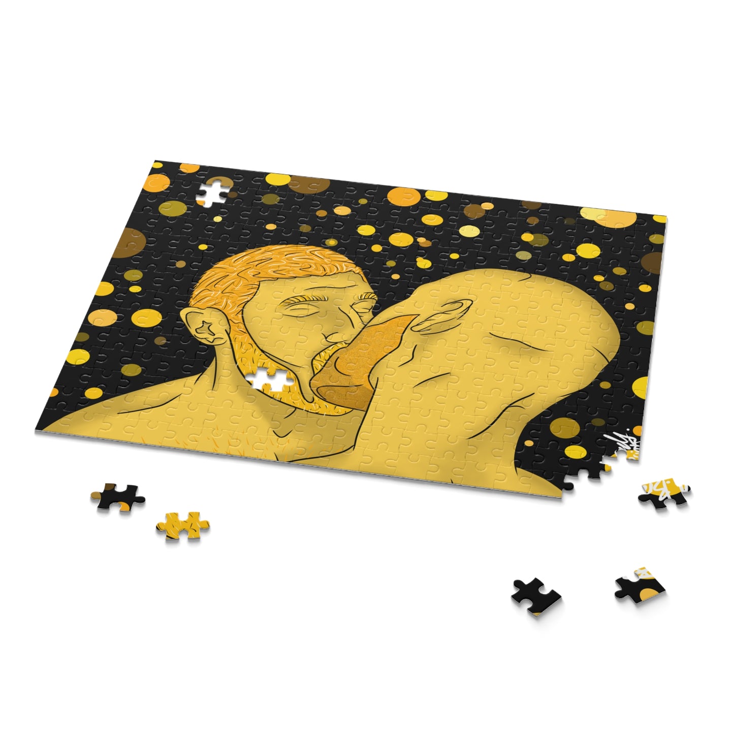 Puzzle Wall Art - Golden Kiss Men Kissing