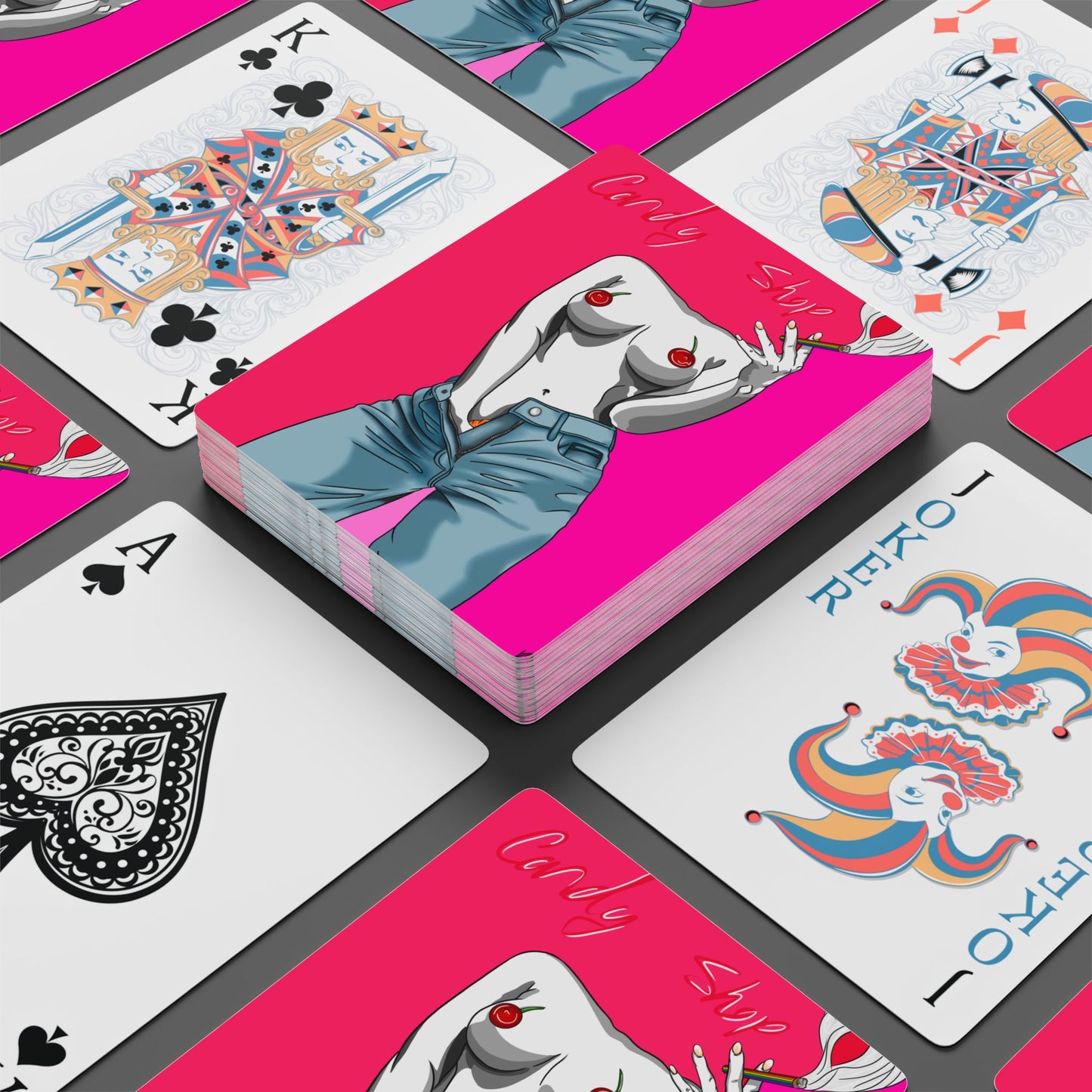 Sexy Retro Pinup Poker Playing Cards – Bold Pink Art Deck
