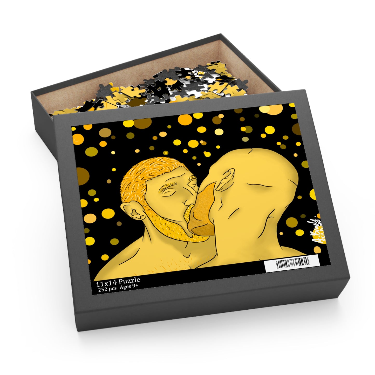 Puzzle Wall Art - Golden Kiss Men Kissing